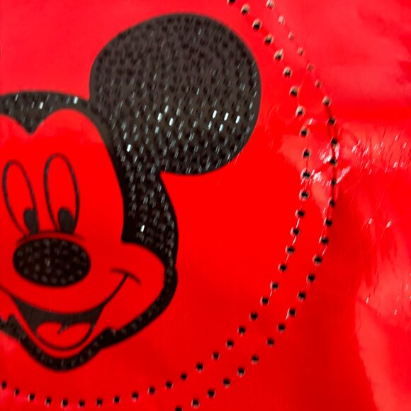 Mickey Mouse Disney Red Bedazzled Red Patent Leather Tote Bag - Picture 10 of 12